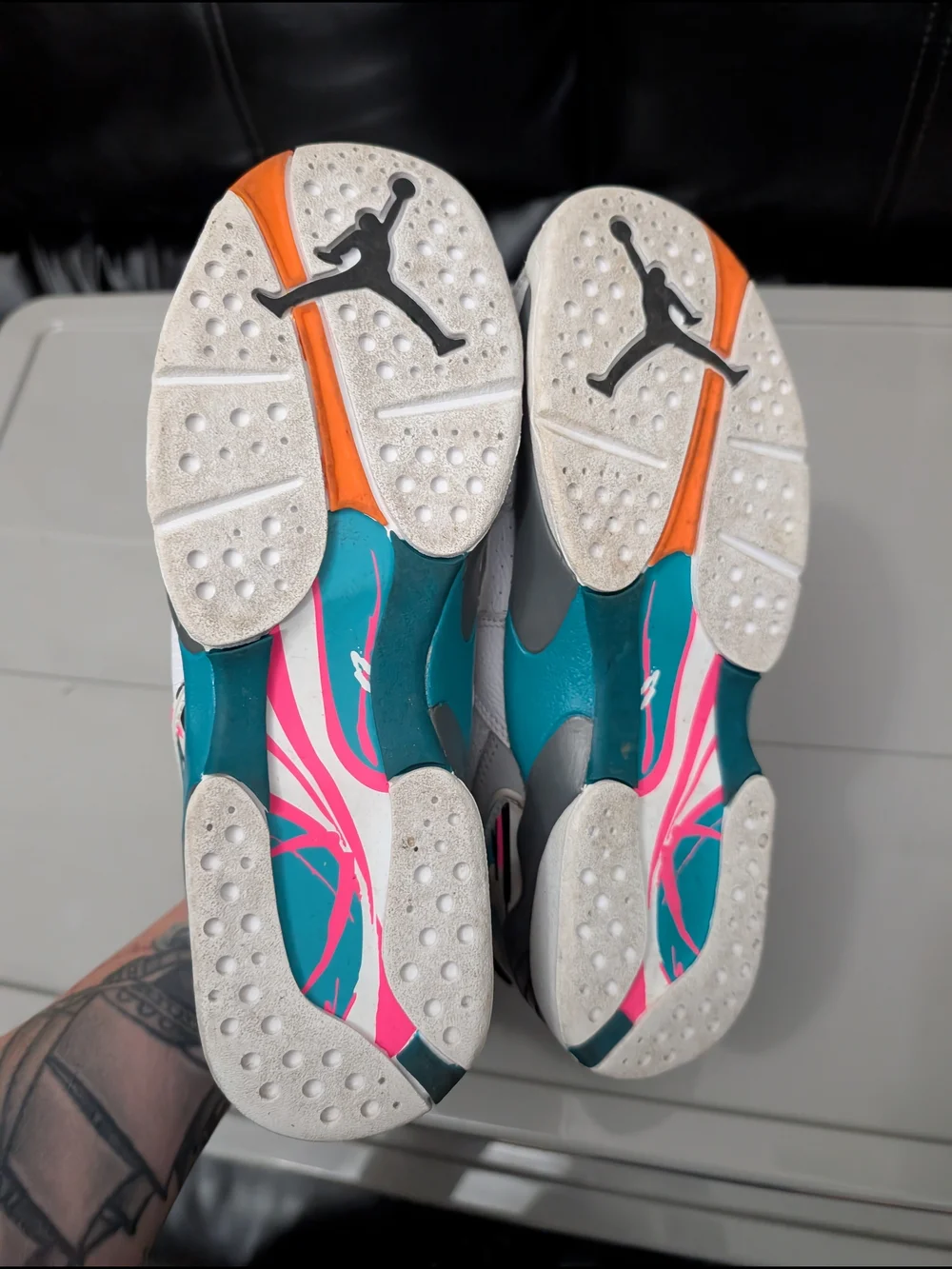 Nike Air Jordan 8 Retro GS South Beach Sneakers White Teal 7Y / Women’s 8.5